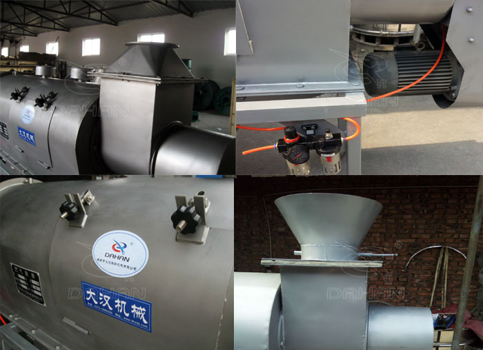 氣旋篩：電機，進料口，氣壓裝置等特寫圖片