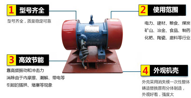 lzf倉(cāng)壁振動(dòng)器：1，型號(hào)齊全：型號(hào)齊全，質(zhì)量穩(wěn)定可靠。2，適用范圍：電力，建材，糧食，煤炭，礦山，冶金，食品，制藥，化肥，陶瓷，磨料等行業(yè)。3，高效：靠高頻振動(dòng)和沖擊力消除由于內(nèi)摩擦，潮解，帶電等引起的塔供，堵塞等現(xiàn)象。4，外觀機(jī)殼：外殼采用消失模一次性整體鑄造替換原有分體制造，外觀好看，強(qiáng)度大。