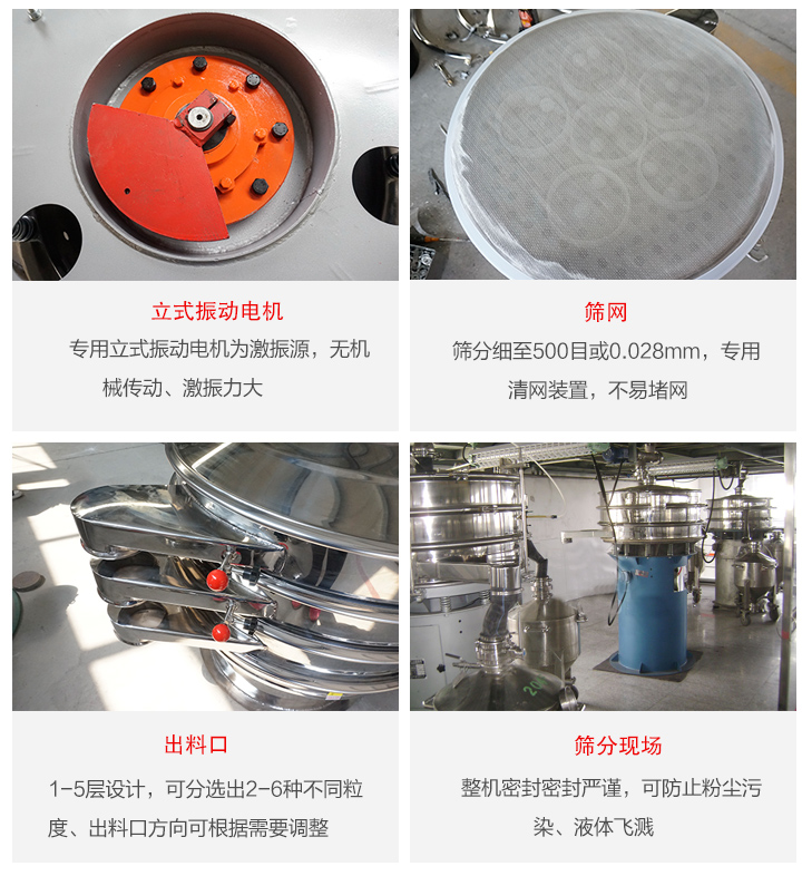 旋振篩定制化有：移動(dòng)，加緣，閘門等多種形式選擇。子母設(shè)計(jì)透網(wǎng)率高，換網(wǎng)方便。