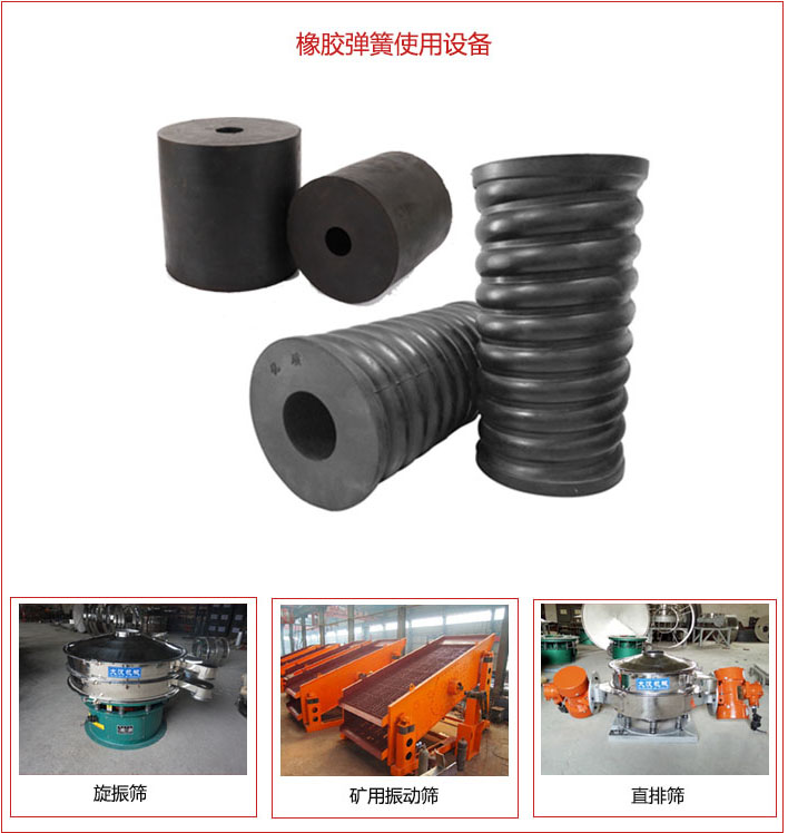 橡膠彈簧適用設備：旋振篩，礦用振動篩，直排篩等