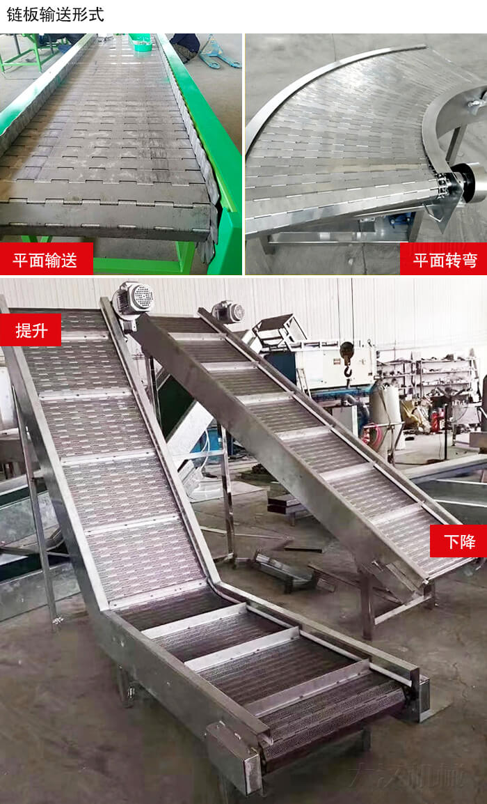 鏈板輸送機平面輸送，平面拐彎，提升等運行現(xiàn)場圖片
